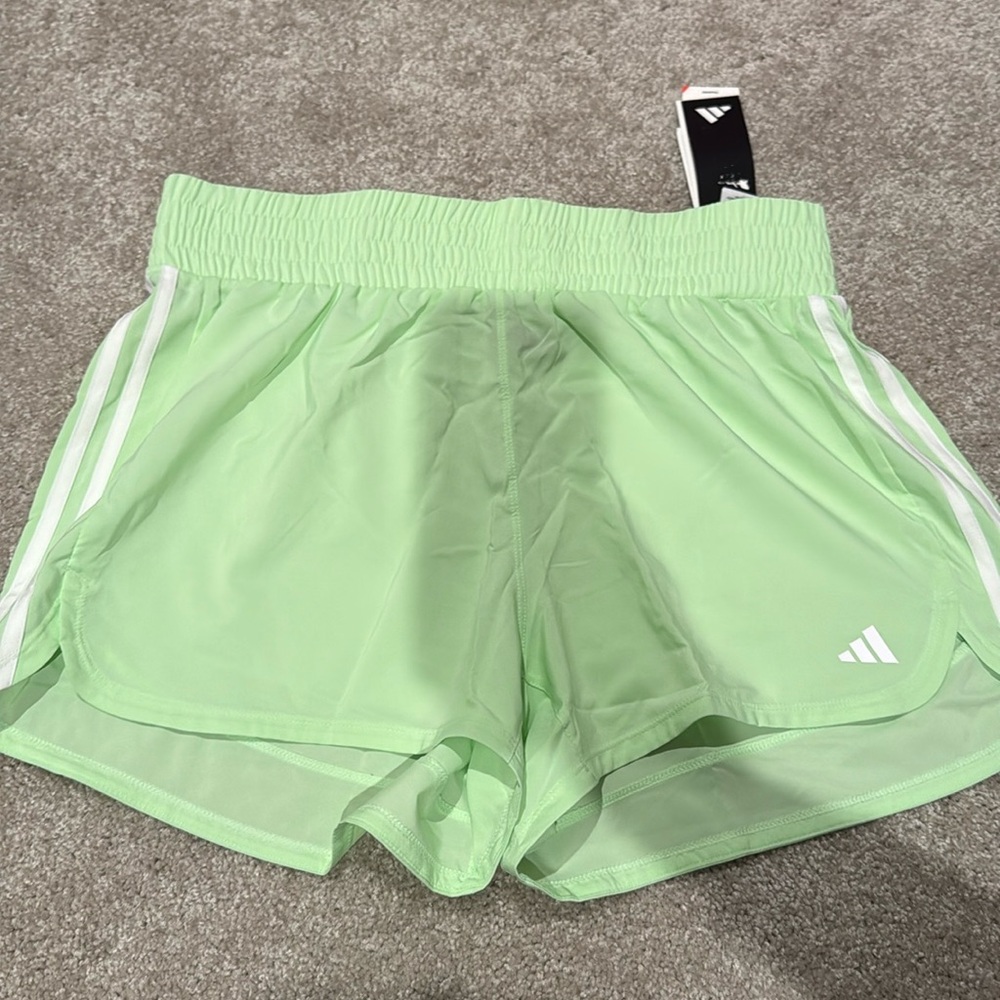GREEN ADIDAS HIGH RISE SHORTS